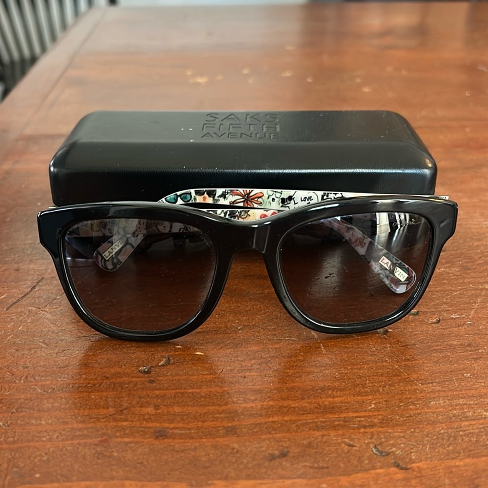 Lanvin black sunglasses with floral pop